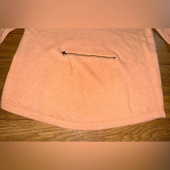Pure J.Jill Peach Cashmere Zippered Kangaroo Pouch Sweater Size Small - Picture 3 of 11